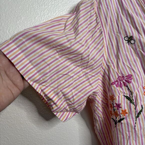 Vintage 90s White Stag white Pink orange striped button down top 22/24W - Picture 3 of 7